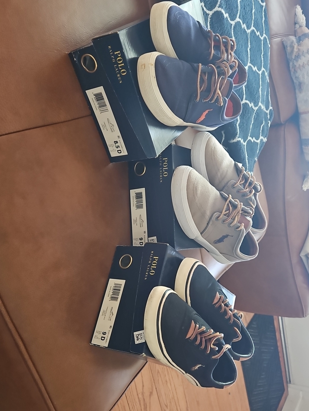 Polo by Ralph Lauren Men's Low-Top Canvas Sneakers in Navy, Tan, & Black